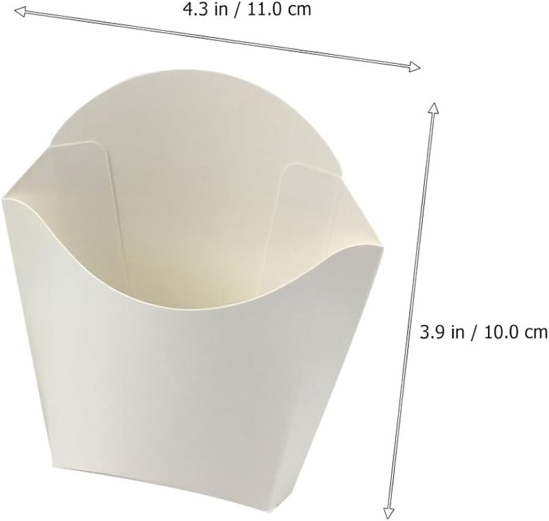 White Paper French Fry Holders 50pcs Portable Snack Containers For Takeout Meal Prep - Image 2